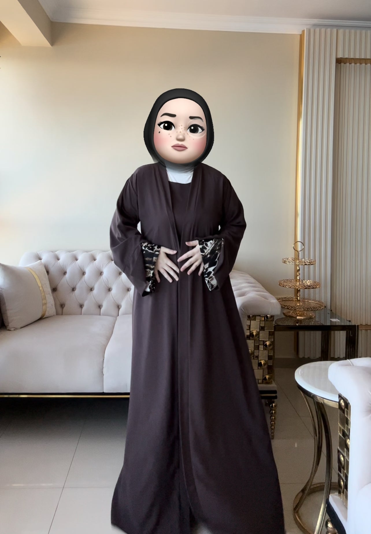 Nocturne Abaya | Leopard brown.
